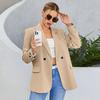 Women Fall Spring Suit Coat Formal Business Style Button Closure Cardigan Solid Color Plus Size Loose Lapel Long Sleeve Pockets OL Commute Jacket