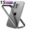 Bumper Case For iPhone 16 Pro Max 15 14 Plus 13 12 Mini 11 12Pro 15Pro 14pro iPhone16 16Plus Metal Titanium Gray Phone Accessories