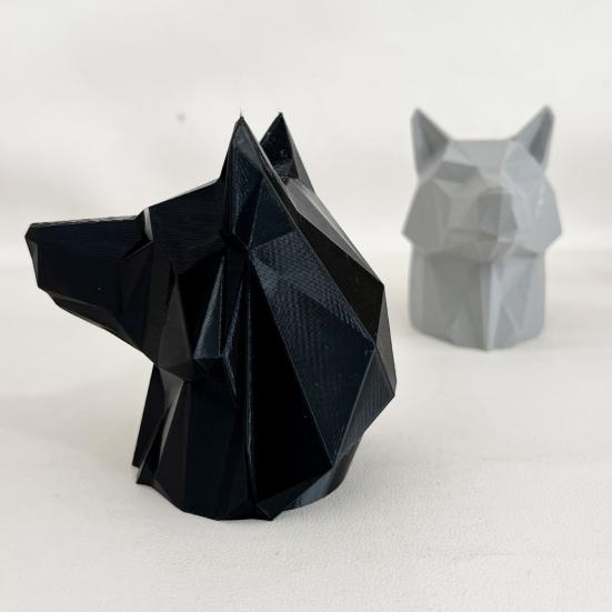 3D Printed Wolf Head Ornament Red Home Office Desktop Trailer Hat Statue Sculpture Coupling Cover