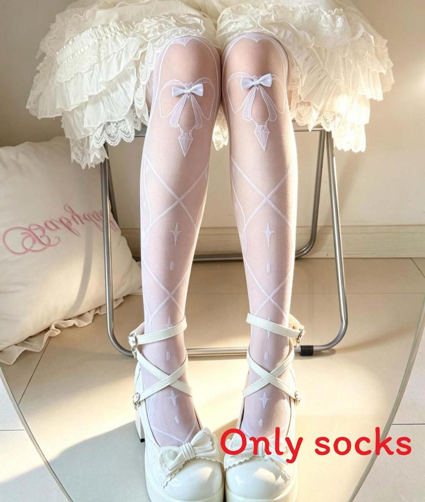 Lolita Overtheknee Stockings With Butterfly Bow Summer Sheer Nylon For Women