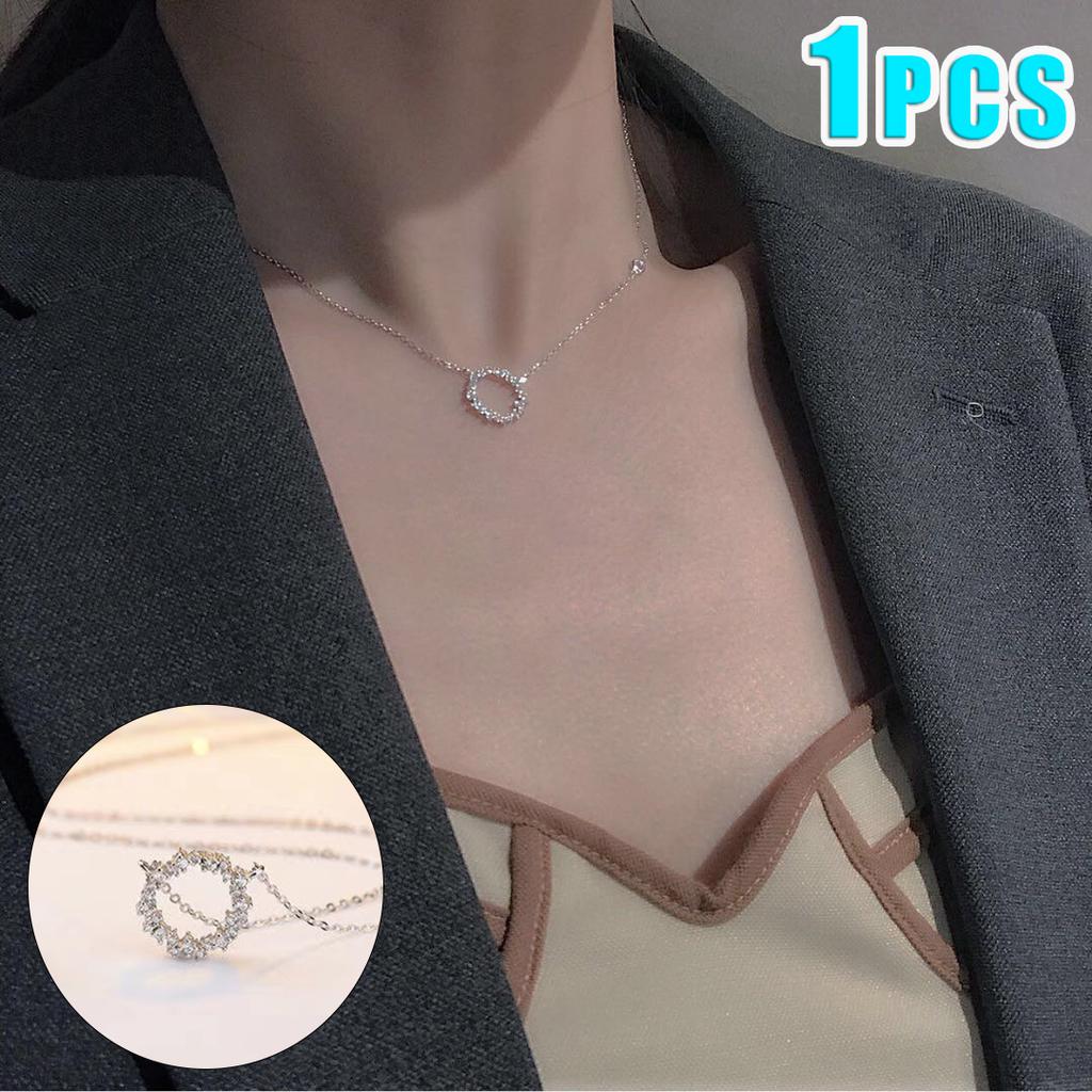 Модное ожерелье-круг с фианитом, простое стильное ожерелье-цепочка на ключицу для женщин, свадебные роскошные ювелирные изделия