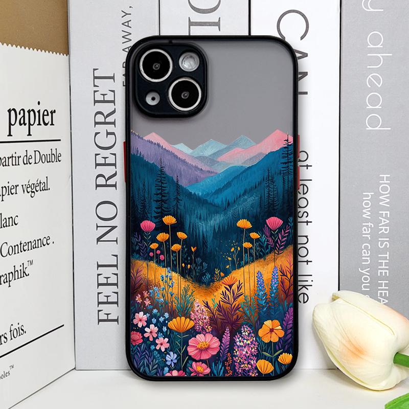 Чехол для телефона "Горная лесная деревня" для IPhone 13 12 Mini 16 15 11 14 Pro Max 7 8 Plus SE X XS Ударопрочный чехол Пейзаж с подсолнухами