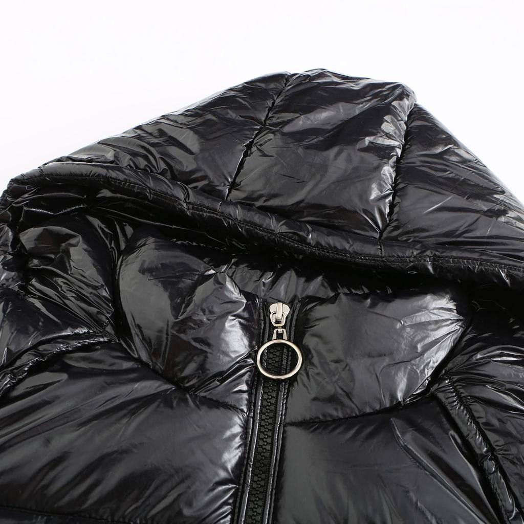 Куртки для женщин флисовая куртка осень-зима с капюшоном из хлопка 20D ламинирование брызгозащитная модная куртка с длинными рукавами блестящая хлопковая одежда женская