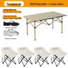 OEING Portable Folding Camping Table and 4 Moon Chairs Set