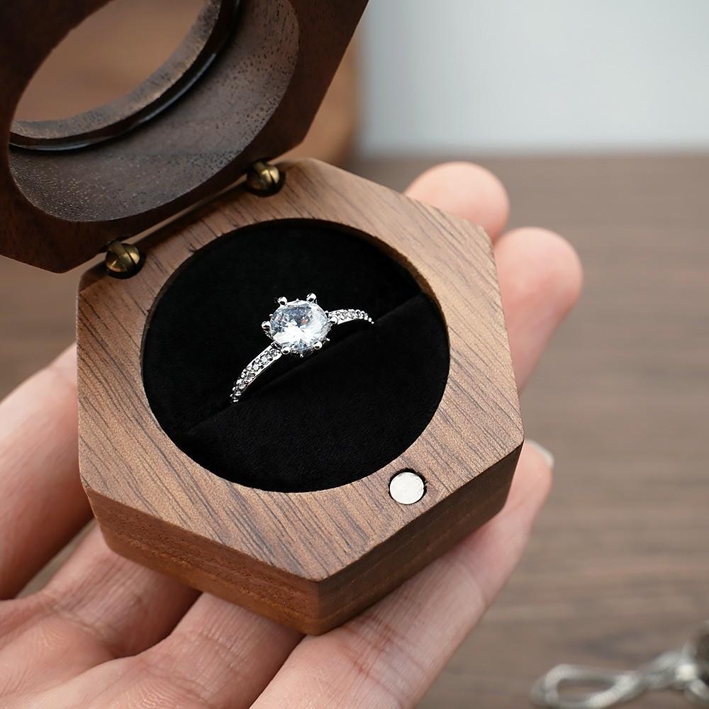 Velvet Lining Ring Display Box Retro Couples Ring Box Classic Wooden Jewelry Box Engagement Gift