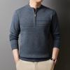 Осень Зима Свитер с полувысоким воротником и половинной молнией, не скатывающийся, мужской, для среднего возраста, повседневный, теплый, вязаный, утолщенный, нижний слой
