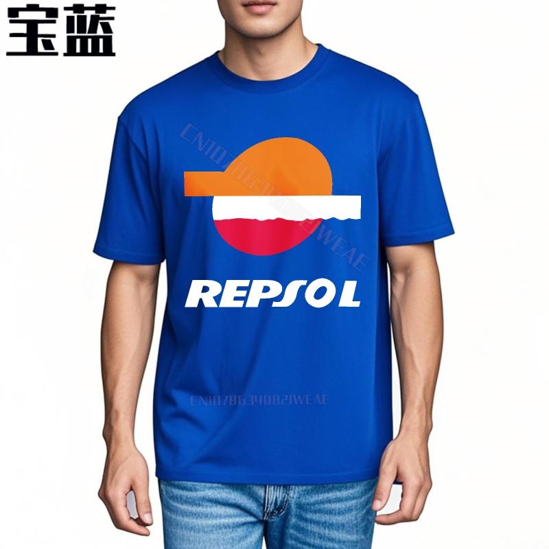 Смешная футболка Streetwear Мягкая хлопковая футболка Логотип Repsol на черной футболке Взрослая футболка с коротким рукавом Аниме Минималистичная футболка Короткая