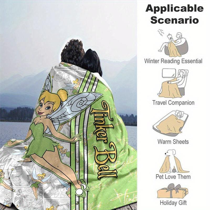 1pc. Tinker Bell Cartoon Blanket, Seasonal Universal Home Decorative Throw Blanket,Soft Flannel Throw Blanket, Living Room, Travel, Camping,