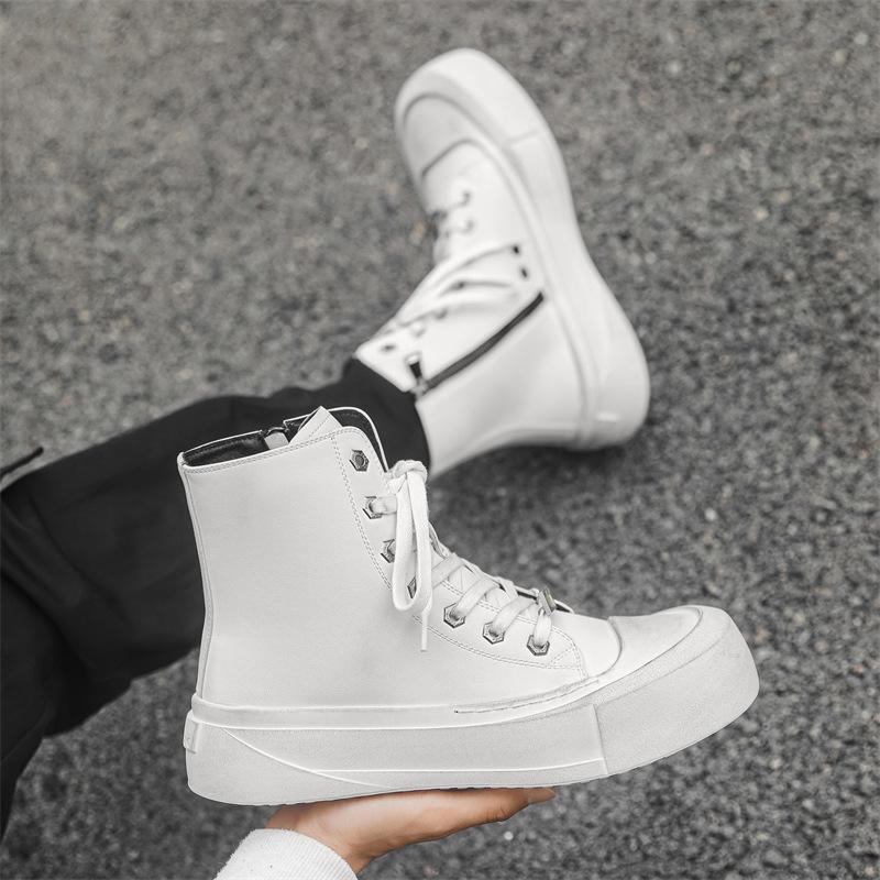 2024 новые весенние и осенние мужские туфли с высоким берцем, модные туфли знаменитостей из Интернета, универсальные дышащие повседневные туфли 66656-W