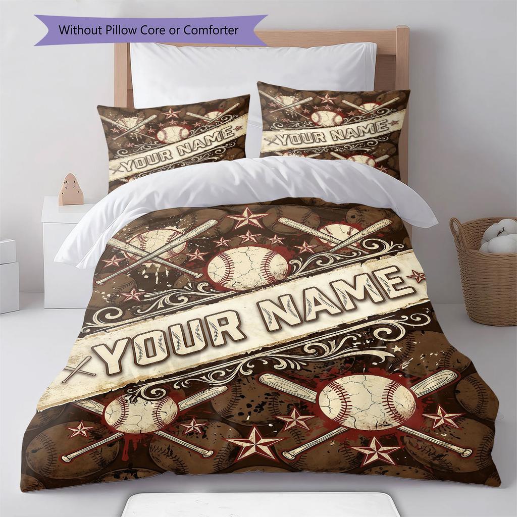 Custom Name,Vintage Sports Pattern Series Pattern Bedding Home Decoration Birthday Gift ( 1 duvet cover + 2 pillowcase, without core),fan merchandise.