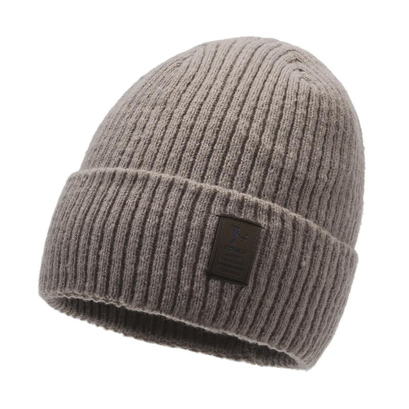 Men's Winter Knitted Hat Velvet Thick Warm Wool Hat Windproof Sleeve Cap for Riding