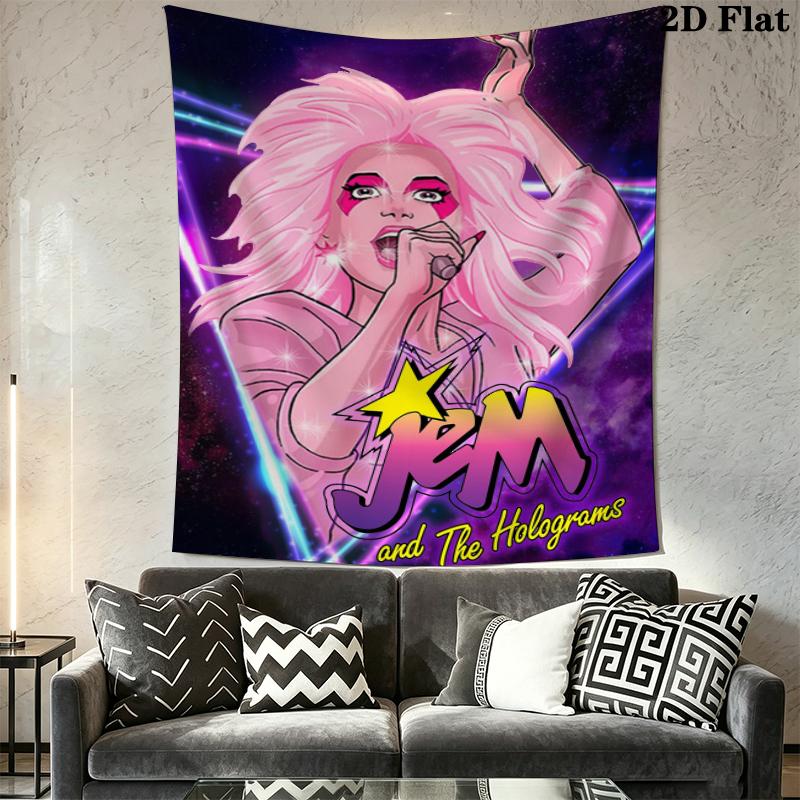 Jem Wall Tapestry Aesthetic Wall Hanging Printed Fabric Blanket Decorative Tapestries for Bedroom Living Room Home Decor