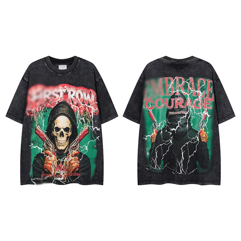 Unisex Streetwear Oversized Cotton Tee Hip Hop Print T-Shirt Loose Fit Casual