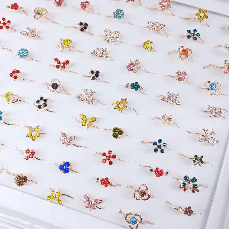 12 шт., простое универсальное кольцо с цветком и бриллиантом для девочек, кольцо с кристаллами