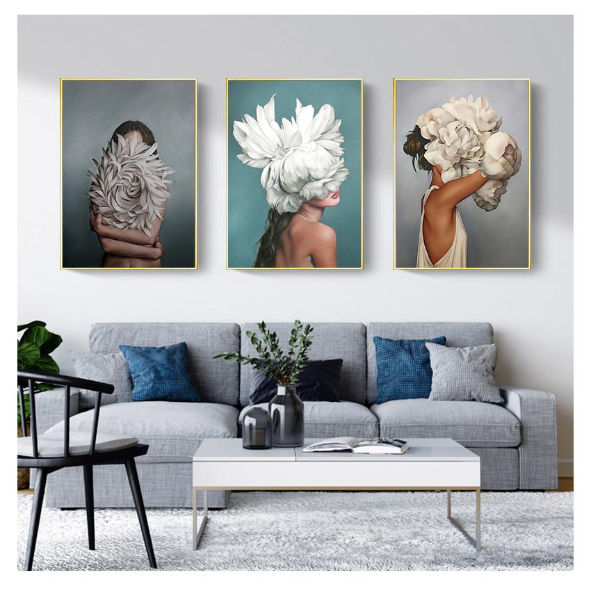 Картина Принт Плакат Картина Стена Спальня Гостиная Столовая Современные Украшения Дома Абстрактные Цветы Аватар Девушка Холст Без Рамки