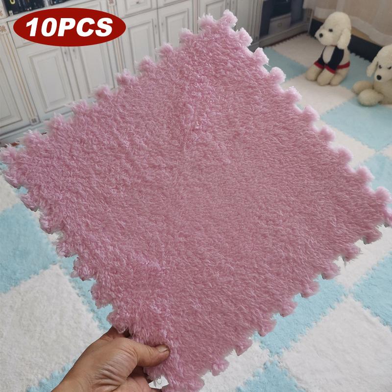 10 ШТ. Мягкий Плюшевый Игровой Коврик для Активностей Многоразовый ЕВА-Пена Пазл Ковер Детская Комната Сохраняет Тепло Нескользящий Напольный Коврик Моющийся 30*30*1СМ