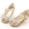 Korean Style Rhinestone Big Bow Girl Princess Shoes Beaded Crystal Children's Shoes Soft Sole Leather Shoes