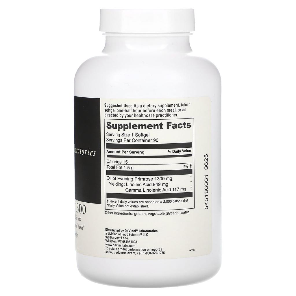 DaVinci Laboratories, Gamma-Lin 1300, 1,300 mg, 90 softgels