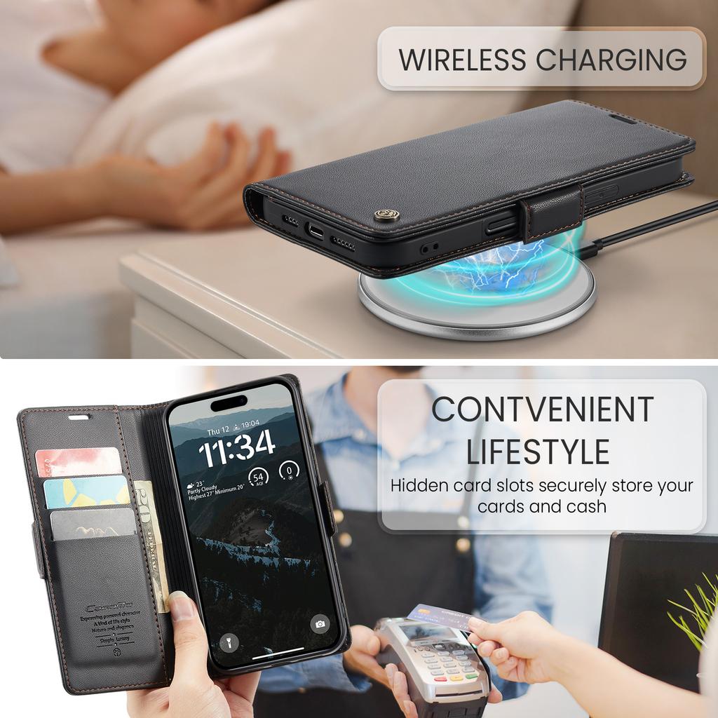 Для iPhone 17 Чехол CASEME Серия 023 Блокировка RFID Глянцевая Подставка Чехол для телефона