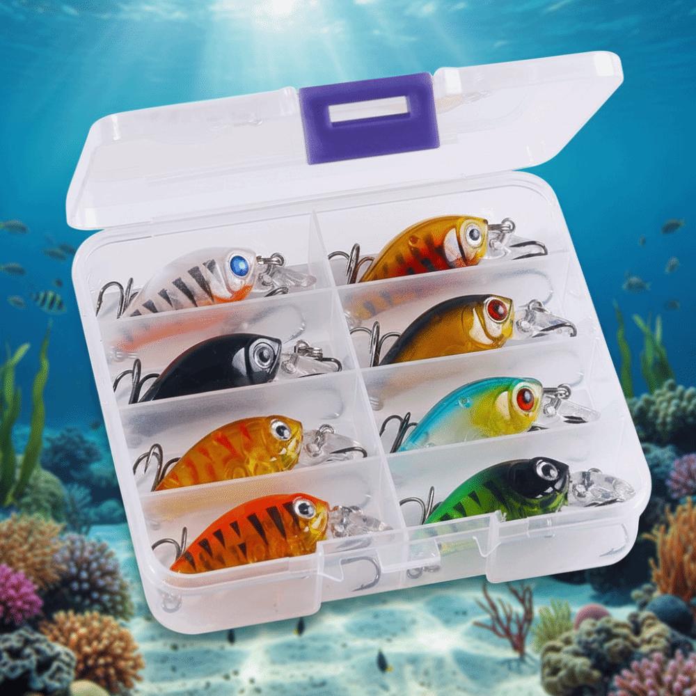 8pcs/box with Box Fishing Lures Kit Realistic Fishing Crank Bait Fishing Tool