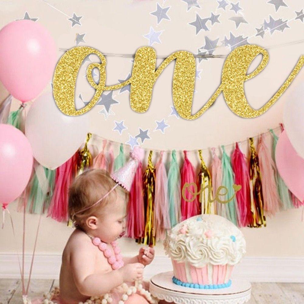 Baby Shower ONE Photo Prop Garlands Hanging Flag Bunting Banner 1st Birthday Party Decor