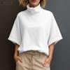 Women Turtleneck Loose Summer Casual Half Sleeve Blouse