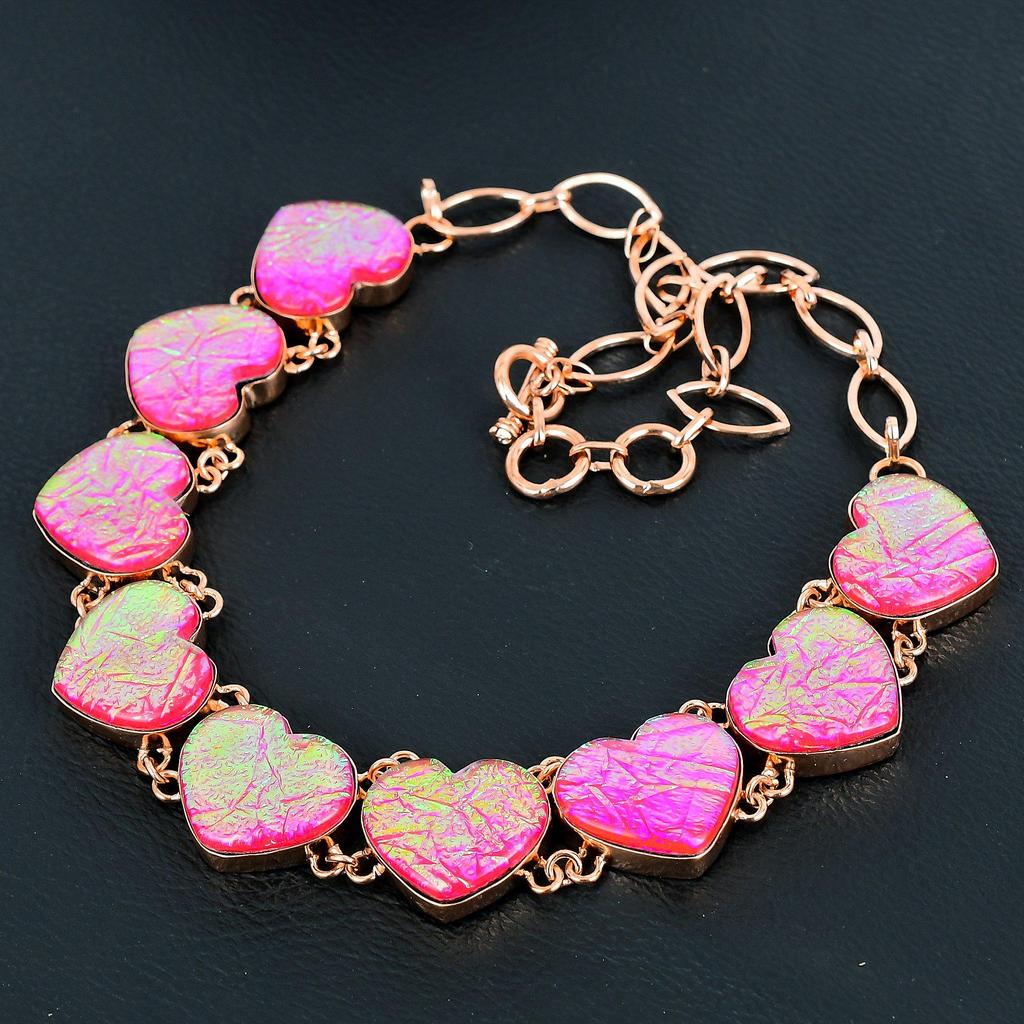 Pink Triplet Opal Necklace,  999 Copper Wire Wrapped Gemstone Jewelry, Handmade Necklace, For Thanksgiving