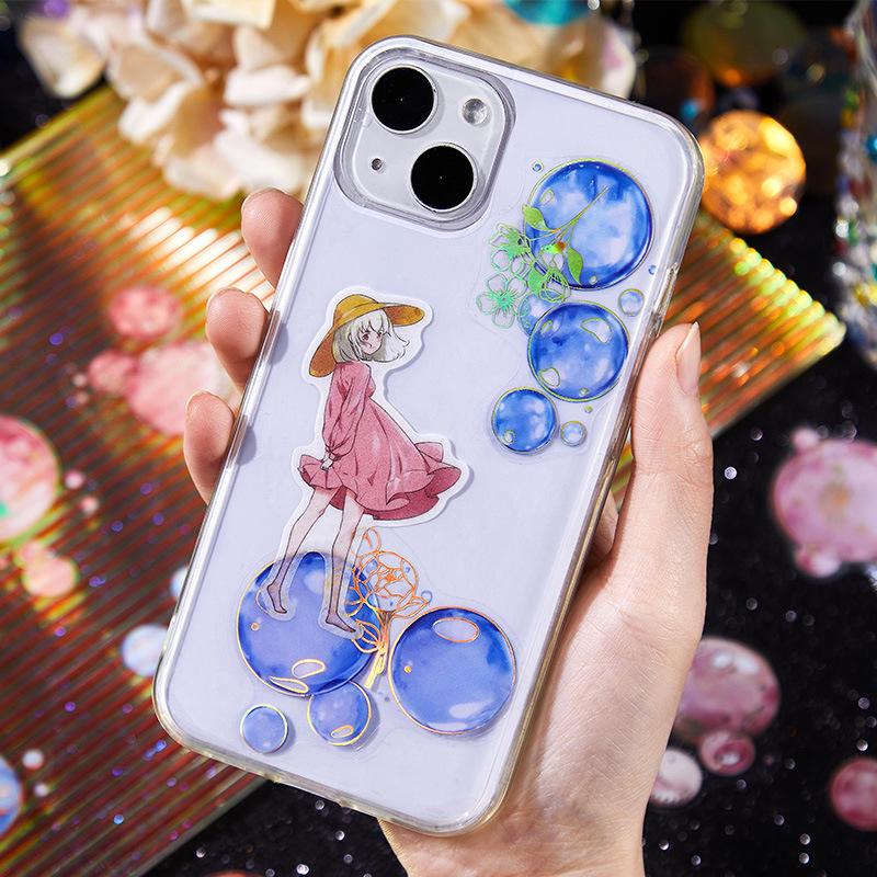 20 Sheets Dreamy Gold Foil Bubble Shadow Stickers Shiny Metallic Effect Self-Adhesive For Journal Scrapbook DIY Deco