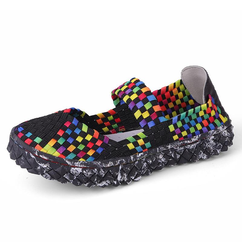 Женская эластичная плетеная прогулочная обувь Сандалии на плоской подошве Удобные повседневные нескользящие легкие дышащие кроссовки Мэри Джейн Обувь для медсестер Повседневные женские лоферы