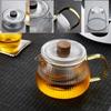 Pokaro Tea Melon Teapot, Heat-Resistant Glass, Heat-Resistant (170°C), Microwave-Safe, 570ml, with Tea Strainer and Lid, Wooden Knob, Suitable for