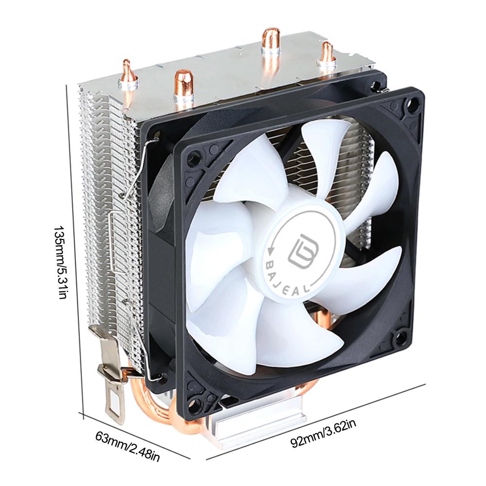 90mm Quiet Rainbow RGB Cooling Fan with 2 Heat Pipes Silent RGB Fan CPU Cooling Fan for Intel 1150/1151/1155/1156/1200 AMD AM2