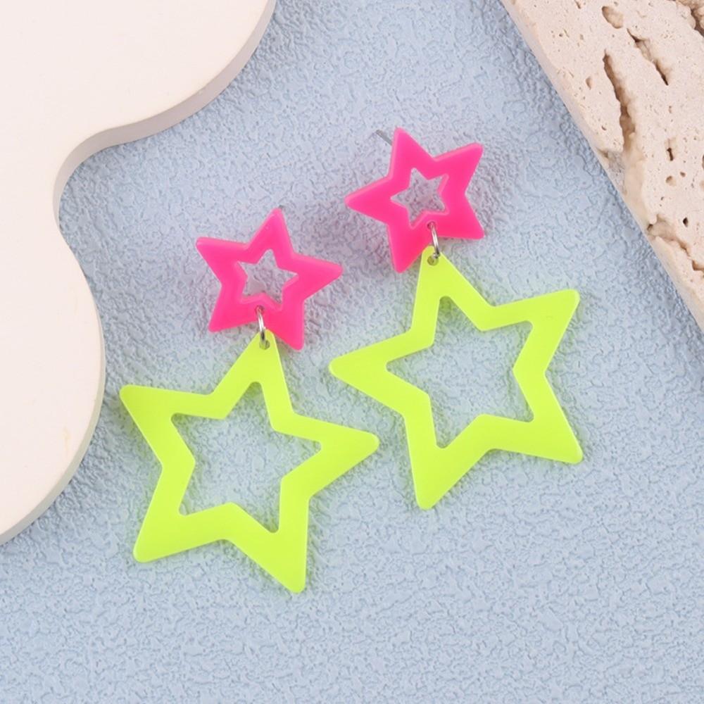 Y2K Star Pendant Earrings Geometric Pentagram Hollow Star Earrings Geometric Earrings Daily Wear