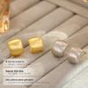 Banyan Tree S925 Silver Brushed Matte Square Earrings - Women's Trendy All-Season Accessory