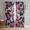 Pink Colorful Butterfly Window Treatment Tulle Modern Sheer Curtains for Kitchen Living Room the Bedroom Curtains Decoration