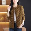 Весна и осень Новый кардиган с круглым вырезом и пуговицами Жаккардовый вязаный кардиган Пальто Свободный свитер Пальто