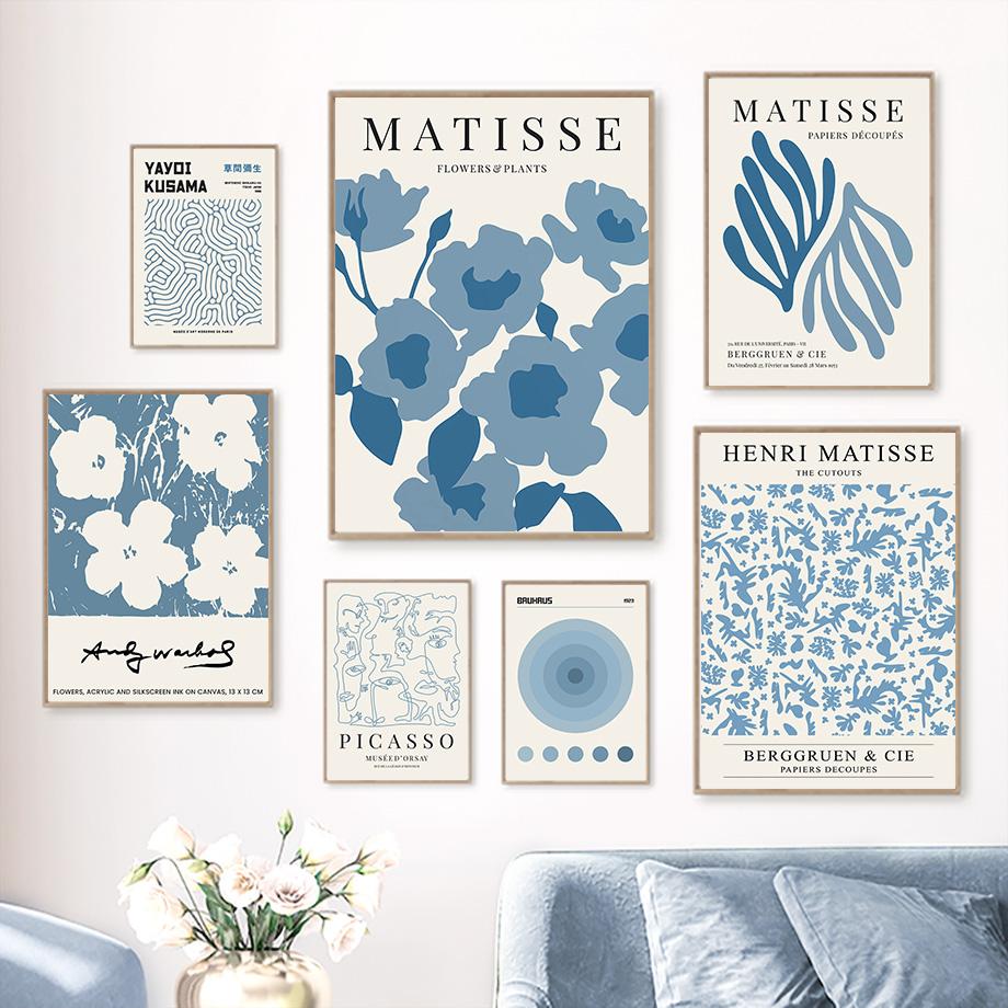 Синий Матисс Яёи Кусама Баухаус Пикассо настенная живопись на холсте плакаты на скандинавскую тему и принты настенные панно для декора гостиной