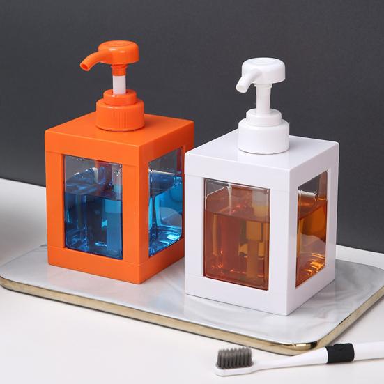 Pressed Lotion Bottles Square Shower Gel Dispensing Bottles Soapshower Gel Empty Storage Bottle for Bathroom