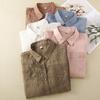 Spring Long Sleeved Cotton Linen Solid Color Lapel Embroidered Shirt Loose Baita Commuting Art Retro Top Blouses & Shirts
