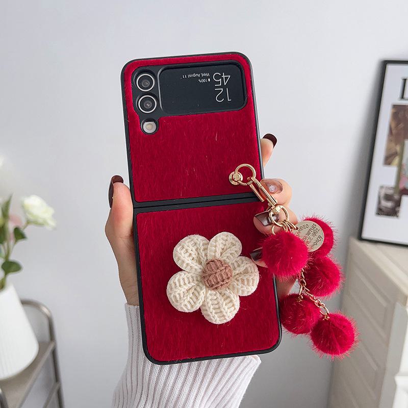 Samsung Galaxy Z Flip 3/4 норковый плюшевый подсолнух подвеска складной экран защитный чехол