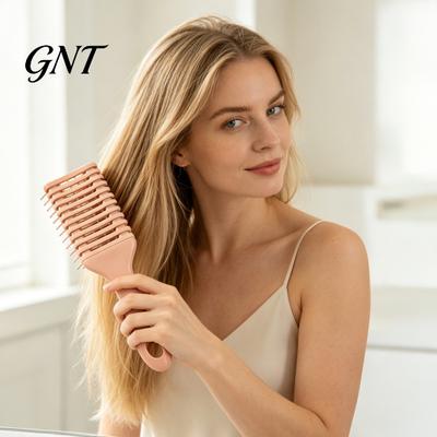 Ergonomic Handle Comb Curly Hair Brush for Women, Scalp Massage Vented Paddle Brush, Anti-static Detangling Styling with