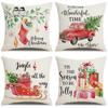 New Christmas Linen Pillow Cover Home Watercolor Style Simple Printed Bedside Pillow Cover