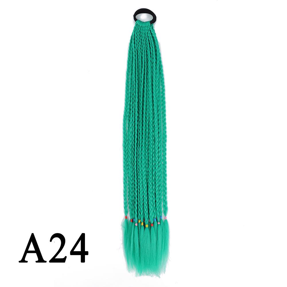 Плетеный хвост с резинкой, черный плетеный хвост ручной работы из термостойкого волокна, шиньоны с конским хвостом для девочек