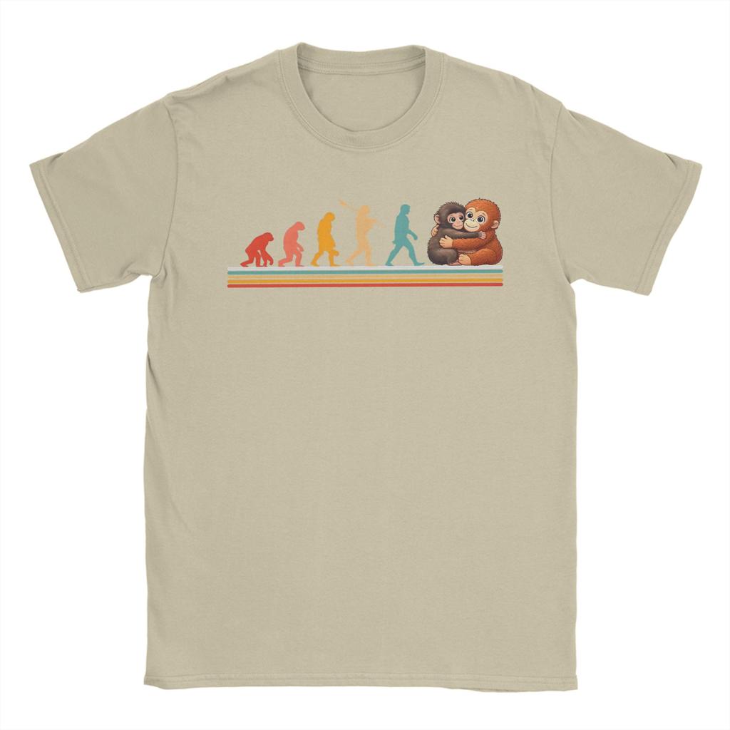 Unisex Funny Evolution Hugging Monkey Punch Primate Science T Shirt Cotton Clothing Short Sleeve Round Neck Tees Printing TShirts