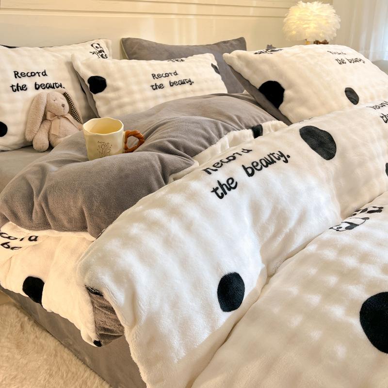 Однотонный молочный флис, четырехсекционный пододеяльник, флисовая утолщенная двухсторонняя простыня