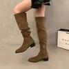 Thick Heel Western Cowboy Vintage Over-the-Knee Boots Women's Shoes 2025 New Autumn and Winter Stacking Boots Long Knight Boots
