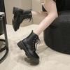 Женские ботинки 2025 Осень/Зима Новые Британский стиль Плюшевые Модные Толстая подошва Мотоциклетные ботинки Шнуровка Комфорт Молния Зимние ботинки