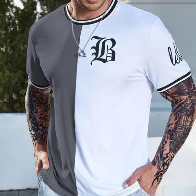 Лето 2024, повседневная модная мужская футболка в городском уличном стиле, свободный и удобный мужской топ с короткими рукавами для бега, лето 2024