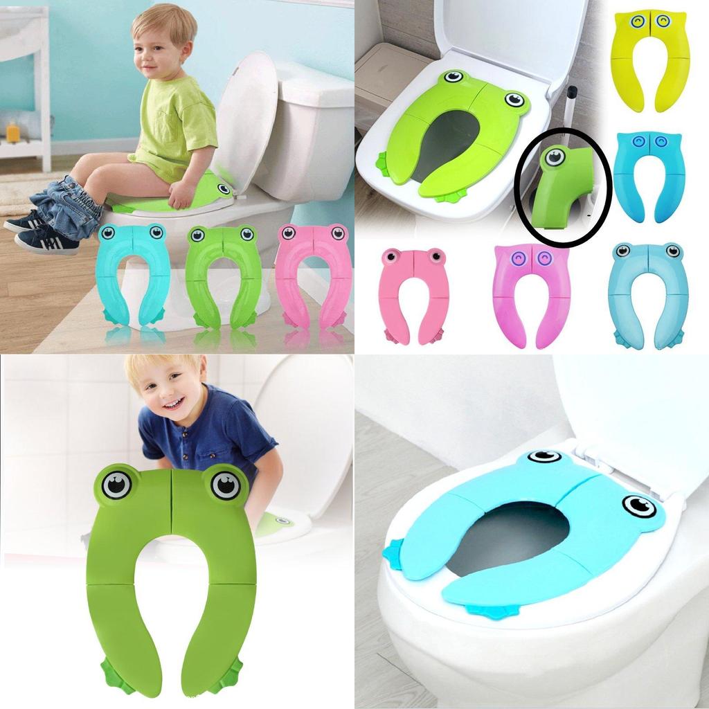 Настраиваемая Складная Портативная Подушка для Сиденья Унитаза 'Сова' для Детей Доступна в Зеленом Лягушонке, Розовом Лягушонке и Синем Лягушонке