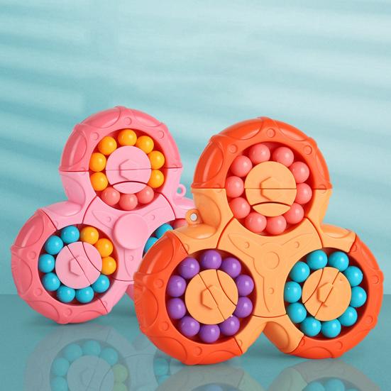 Colorful Bean Fidget Spinner Toy 2-In-1 Rotating Bean Cube Gyro Stress Anxiety Relief Fingertip Spinning Sensory Toy Kids Adults Party Favors