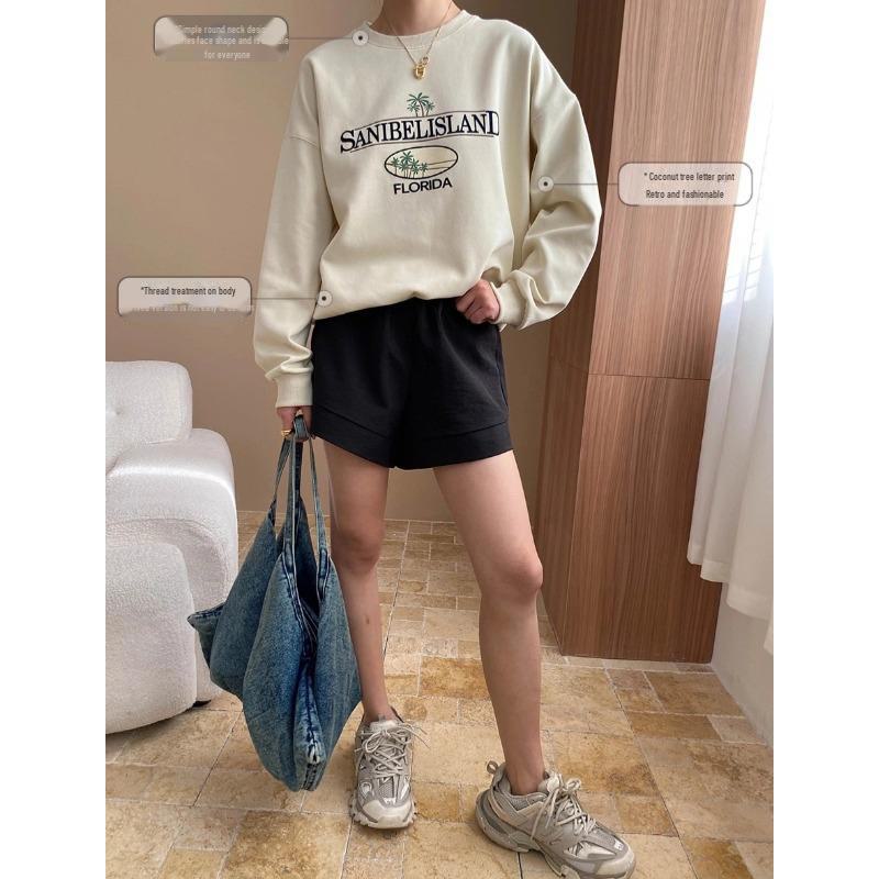 Sinan Весна Американский Стиль Кокосовая Дерево Принт Свободный Свитер SN7125